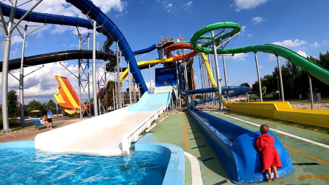 Hajdúszoboszló - Hungarospa - 2019 -  Aquapark - Extrém Zóna - Aqua Palace -  Összes csúszda 4K
