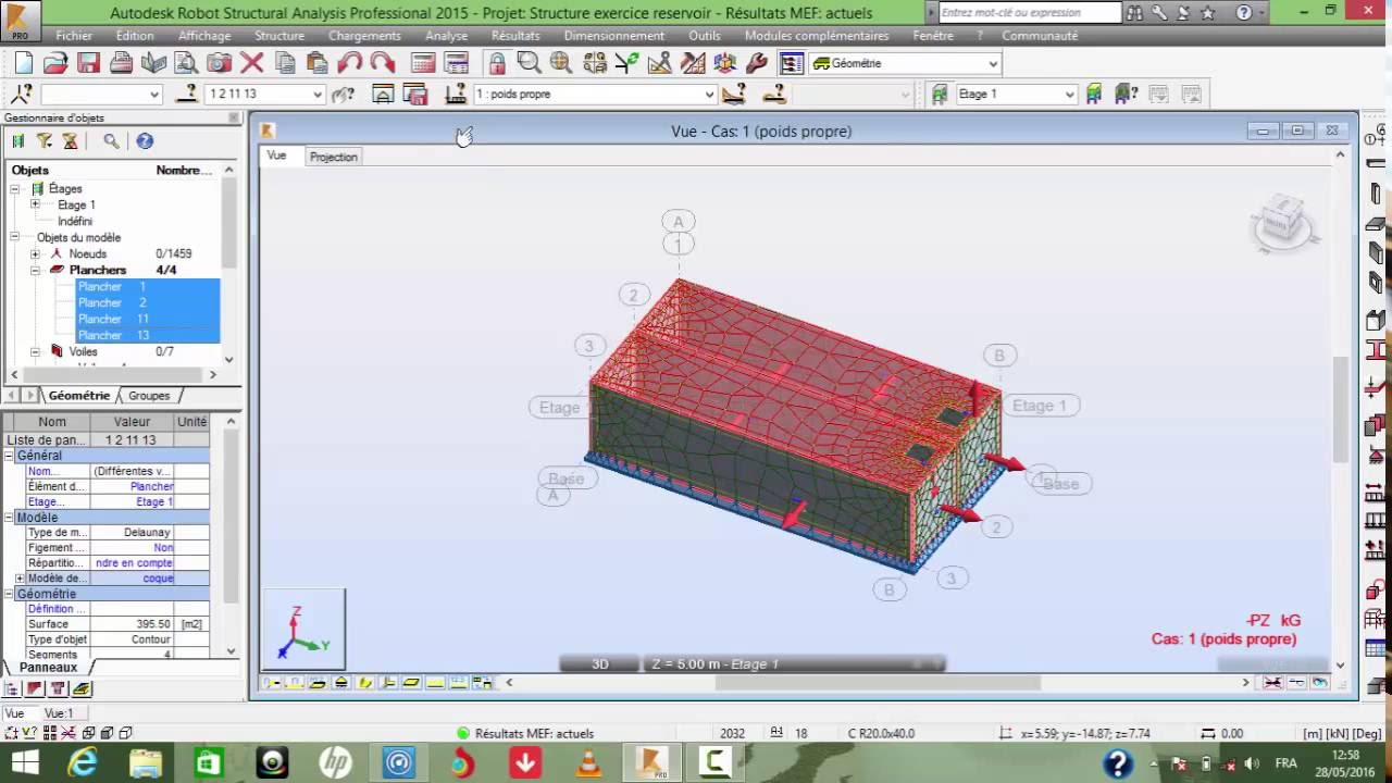 Comment Faire l'Etude Structurale d'un Réservoir Enterré sur Robot Structural Analysis: partie 03