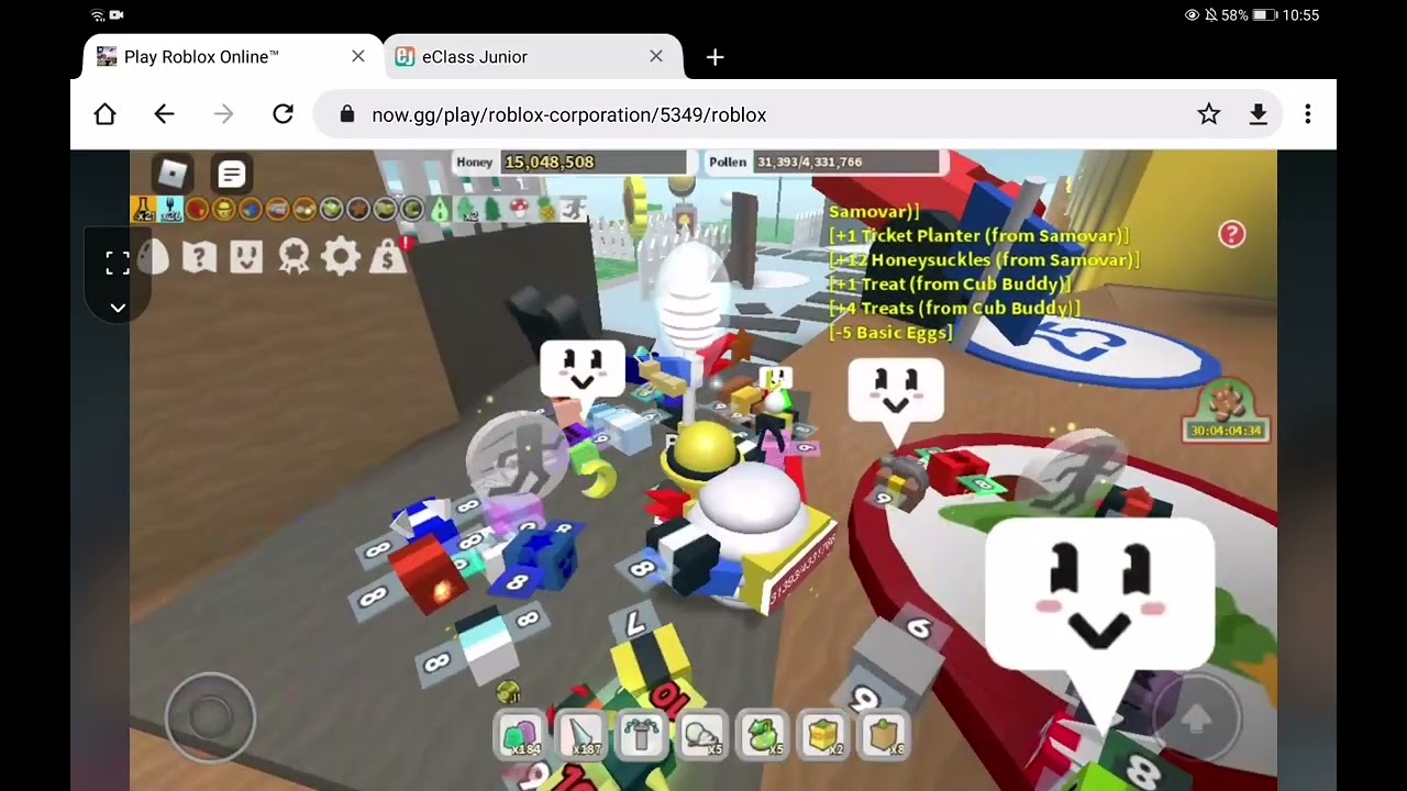 Donating 5 basic eggs to the wind shrine *insane field winds rewards* in Roblox Bee Swarm Simulator