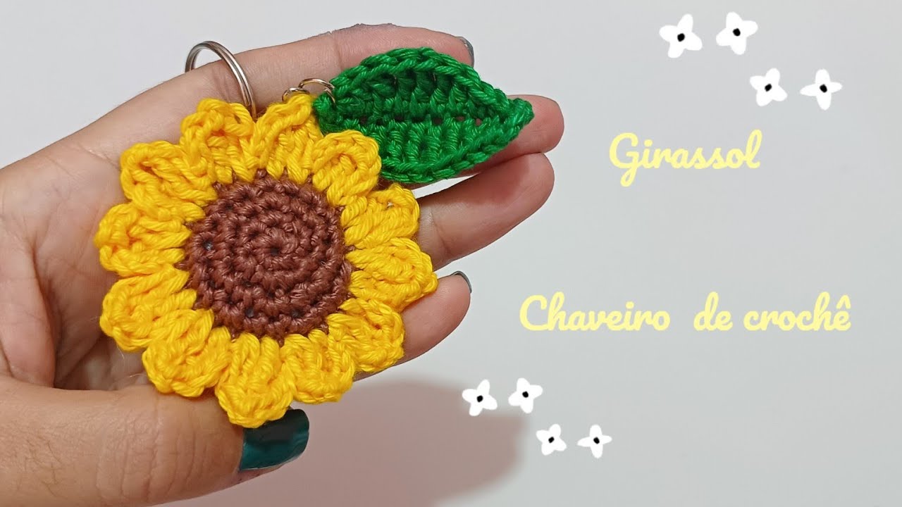 Chaveiro Girassol de crochê