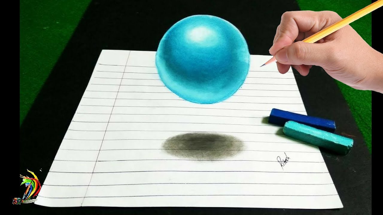 How To Draw Floating Sphere - 3D Trick Art on Paper - 3d Drawing Easy