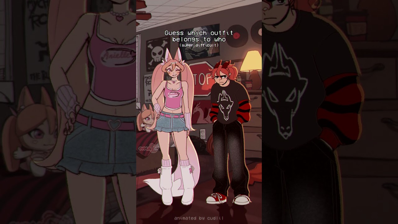 guess which outfit belongs to who 💖🖤 (super difficult)  #animation #oc #shorts