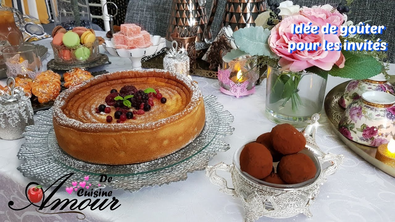 idée goûter tarte au fromage blanc, truffes au chocolat, biscuit sec et boisson