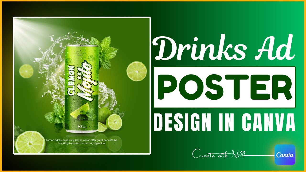 Создает в Canva рекламный плакат, похожий на те, что создаются в Photoshop.