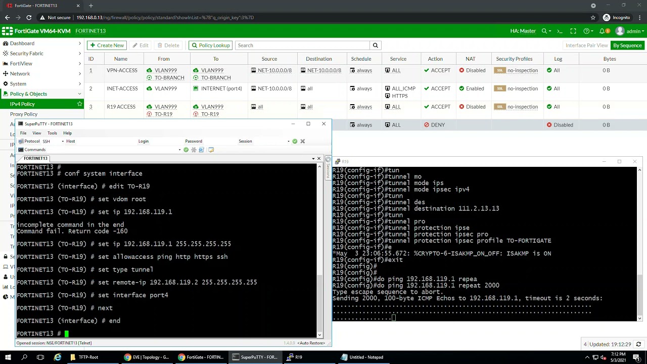 Setup IPsec tunnel between a Cisco router and a Fortigate