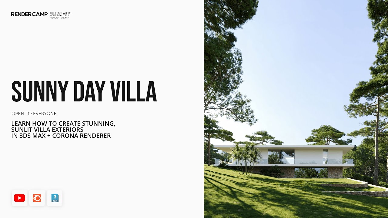 Sunny Day Villa Exterior | 3Ds Max + Corona Renderer Workshop