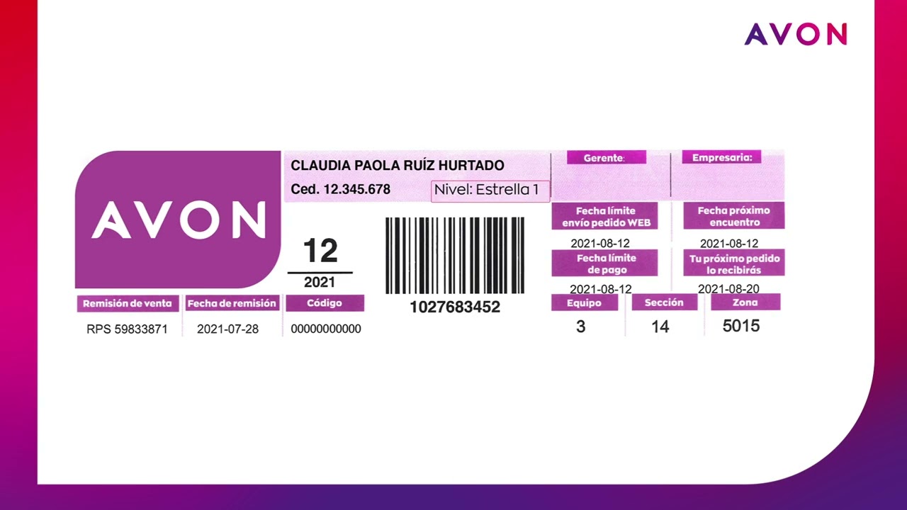 Representante Avon: así es tu factura