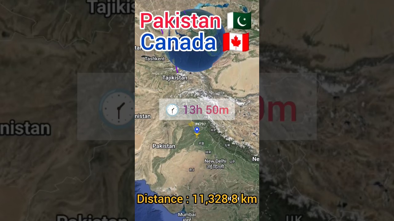 Lahore to Toronto flight Route ✈️ || Pakistan 🇵🇰 to Canada 🇨🇦 ||