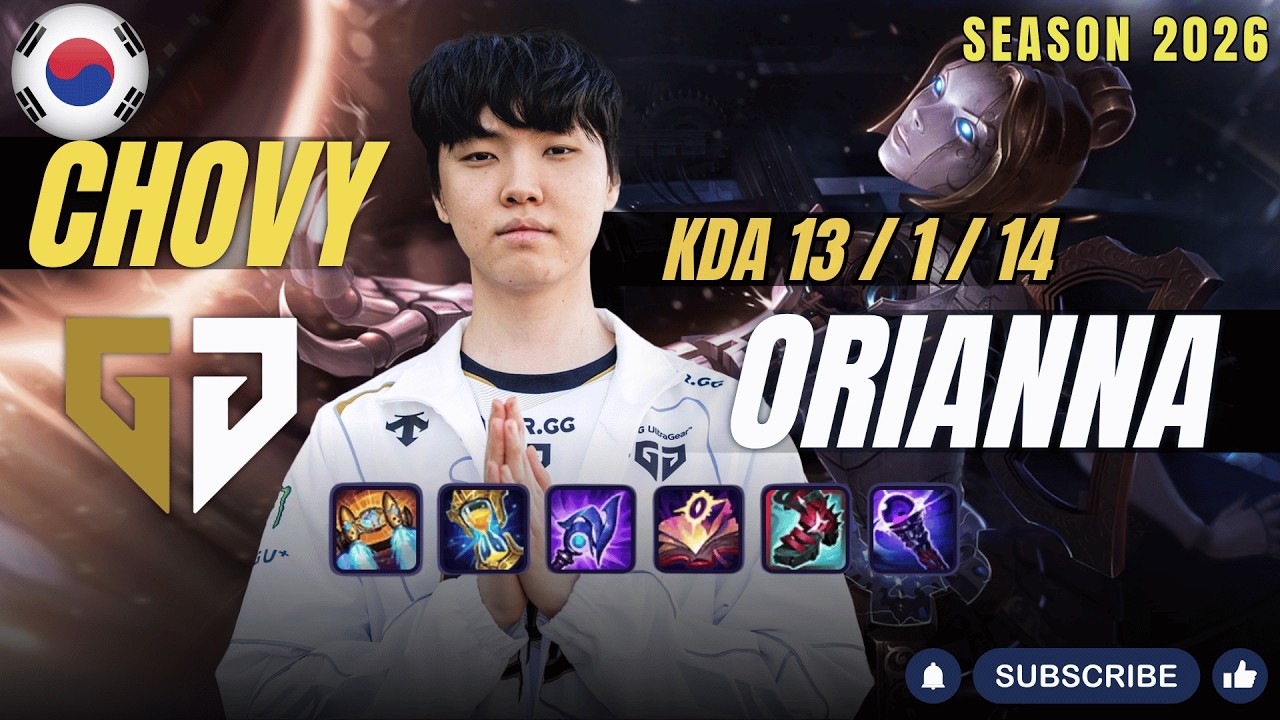 GEN Chovy ORIANNA vs AZIR Mid - Patch 26.7 KR Ranked | lolrec
