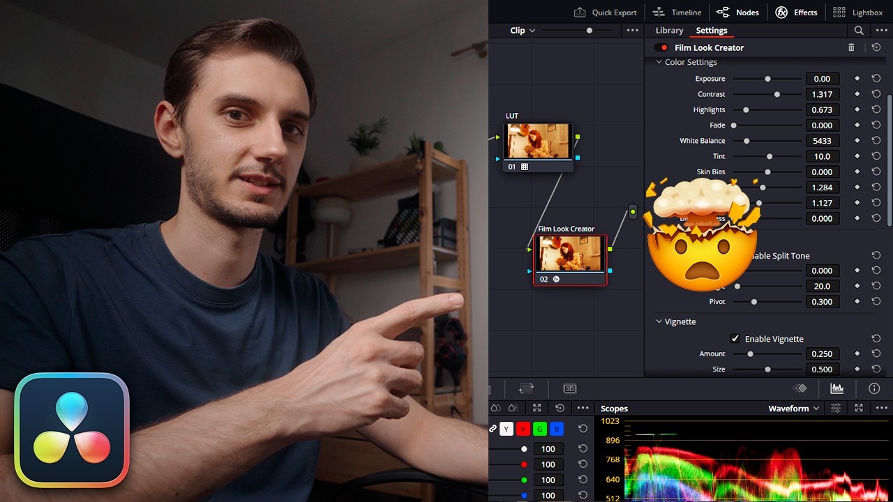 Редактор эффектов Film Look в DaVinci Resolve 19 — просто находка.