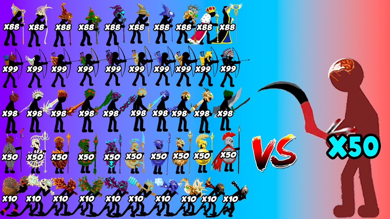 Sicklewrath X50 Vs X999 - All Skins Stick Figures In Stick War Legacy
