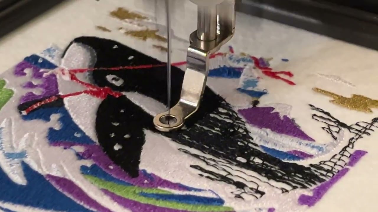 Watching a Whale Appear｜Embroidery Machine Process