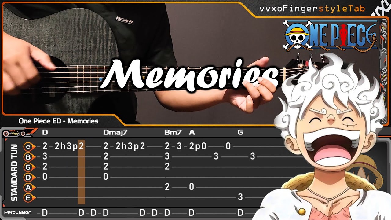 One Piece - Memories - Acoustic (Fingerstyle Guitar Cover) TABS Tutorial