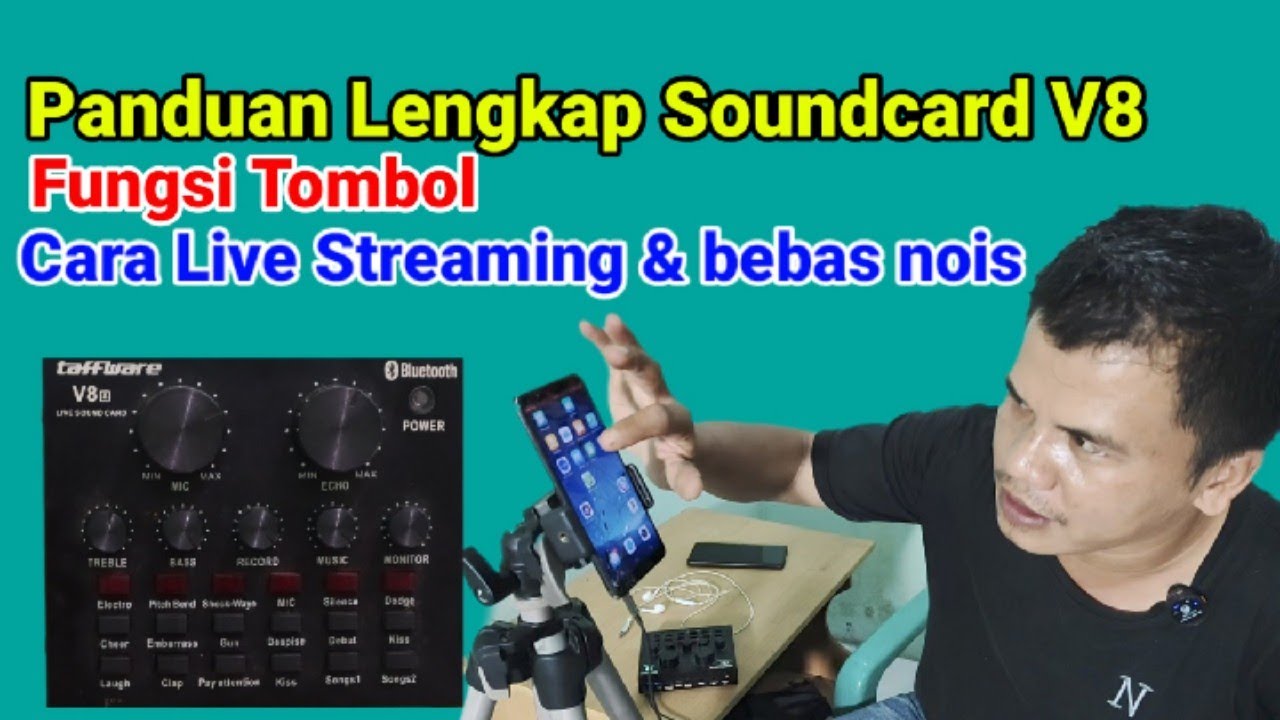 Taffware Soundcard V8 alat karaoke/rekaman praktis cara menggunakan fungsi tombol dan livestreaming