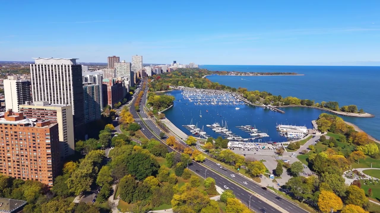 🌅 Chicago Drone Flight: Belmont to Diversey Harbor | Lincoln Park & Lakefront Views