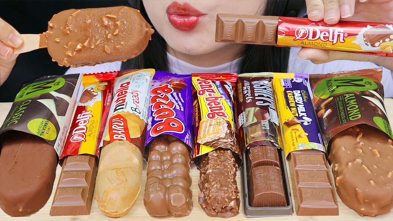 ASMR MAGNUM ICE CREAM CHOCOLATE CANDY BAR🍫 MAGNUM ALMOND, BUZZA, BENG-BENG, NUTELLA B-READY, CADBURY
