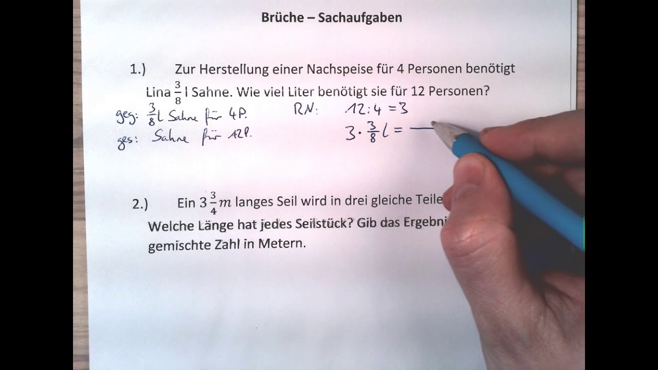 Brüche - Sachaufgaben