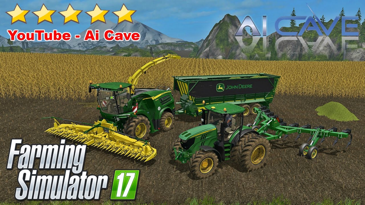 Farming Simulator 17 JOHN DEERE Mods 6250R Tractor, 8000 Forager, 10500 Trailer, 915 V RIPPER Plow