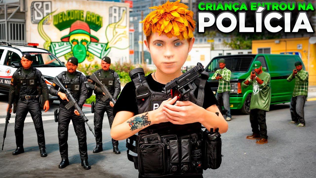 CRIAN&Ccedil;A DE 9 ANOS ENTROU PARA A POLICIA NO GTA 5!😱