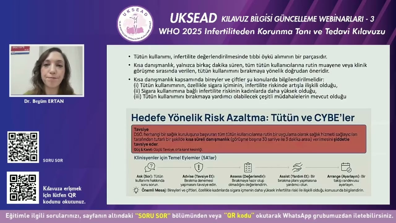 UKSEAD Kılavuz Bilgisi GüncellemeWebinarı-3 -WHO 2025 İnfertiliteden Korunma Tanı ve Tedavi Kılavuzu