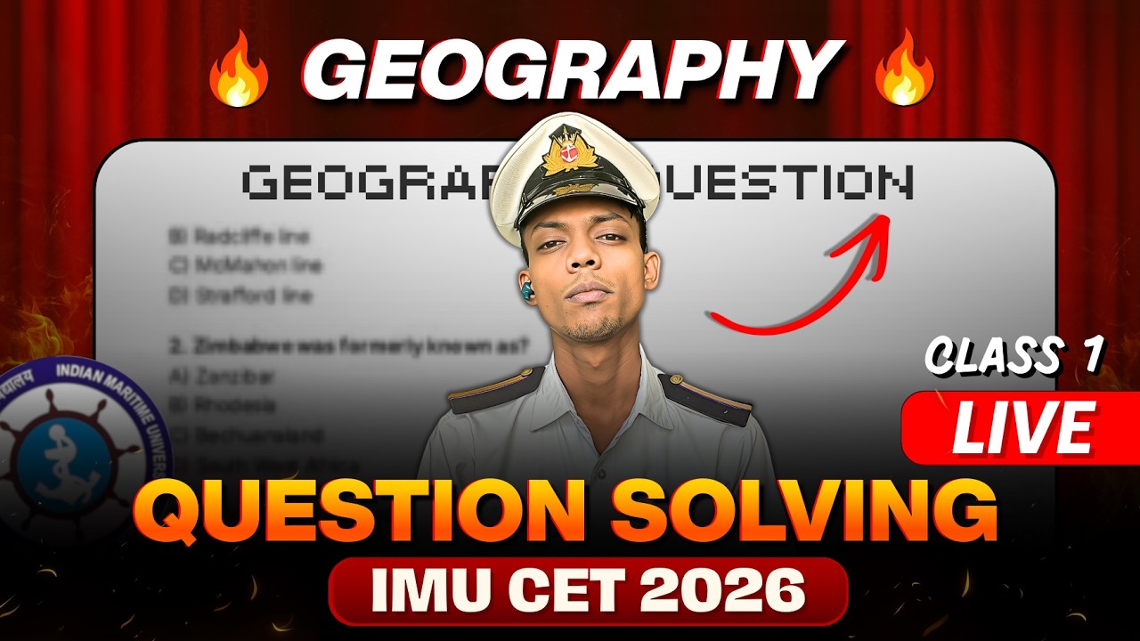 IMU CET 2026 LIVE | Geography Question Solving | Class 1 | Full Concept + PYQs #imucet