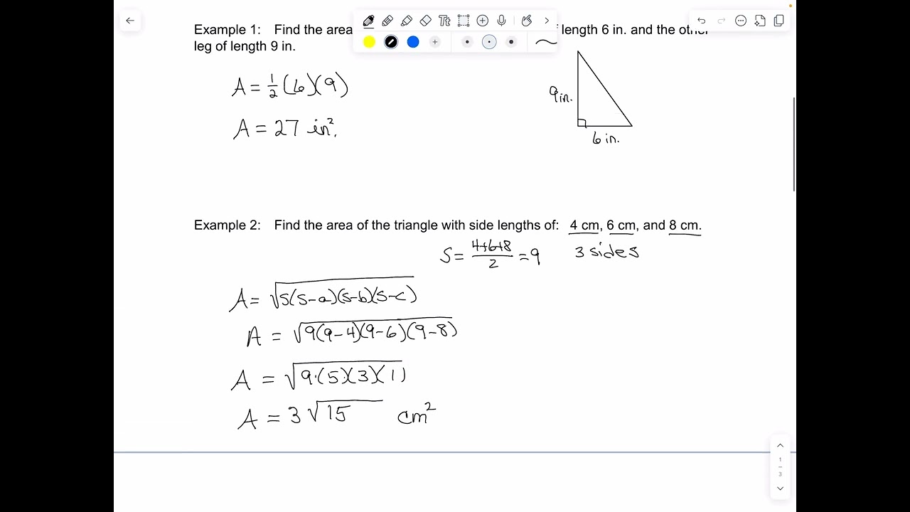 Formulas for the area of a triangle