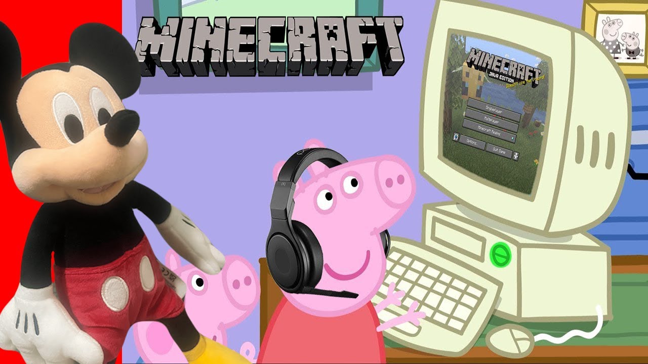 Mickey Mouse reacts to Peppa Pig Plays Minecraft