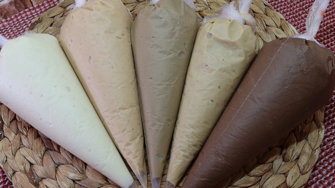 خمس حشوات مختلفة للحلويات دونات واكلير | Five filling cream for desserts