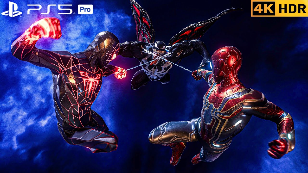 (PS5 PRO) Nanotech Spiderman 2 join to Fight Venom Final Battle | 4K HDR |