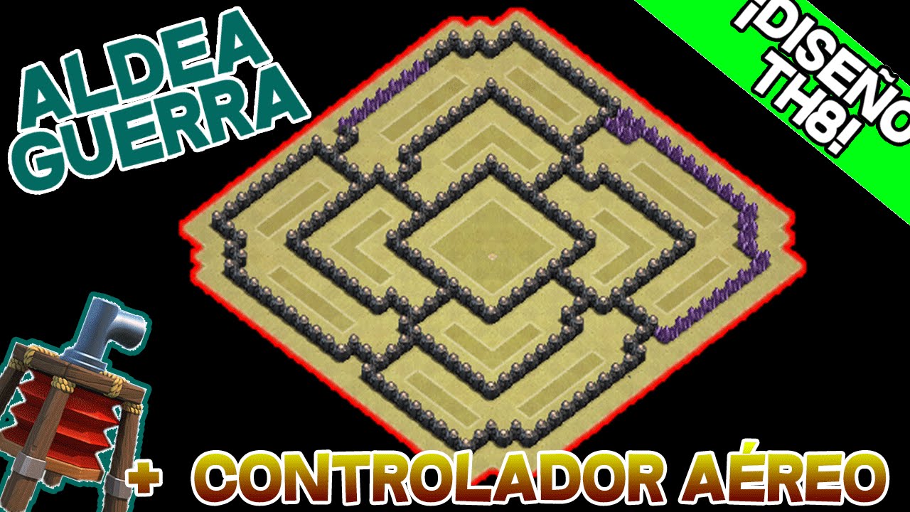 Aldea Guerra + CONTROLADOR AÉREO | Diseño de Aldeas | Ayuntamiento 8 | TH8 | byGenesys