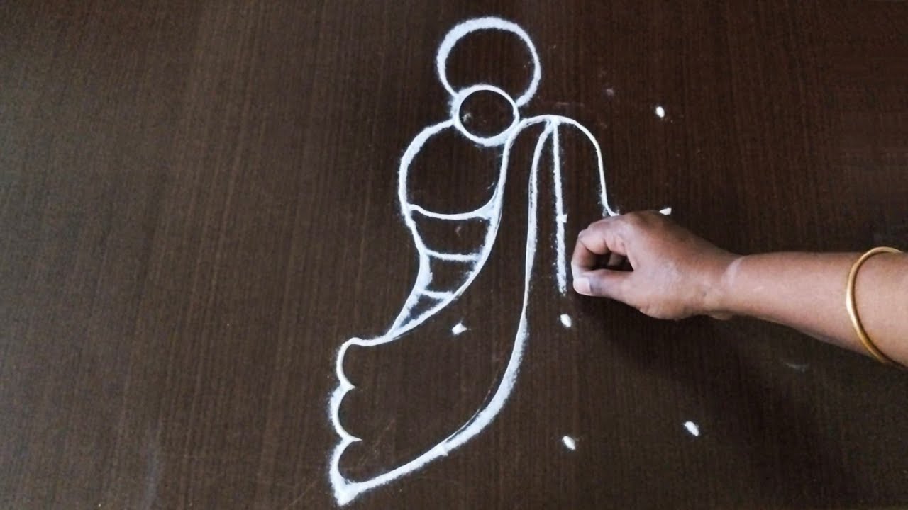 Republic day special girl rangoli design/easy peacock rangoli kolam with dots @nschannelrangoli