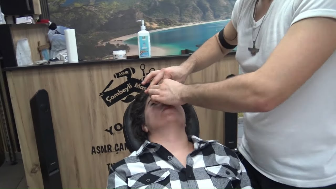 ASMR female chair massage &NECK CRACK& head, back, eyebrow, throat, ear, face, arm, neck  massage