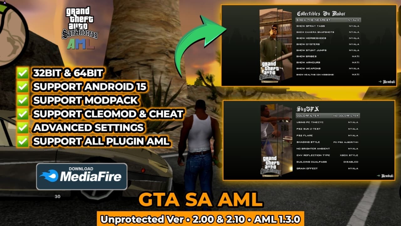 Cara Pasang GTA SA ANDROID MOD LOADER (AML) UNPROT 1.3.0 | 2.00 32BIT & 2.10 64BIT | SUPPORT ALL OS