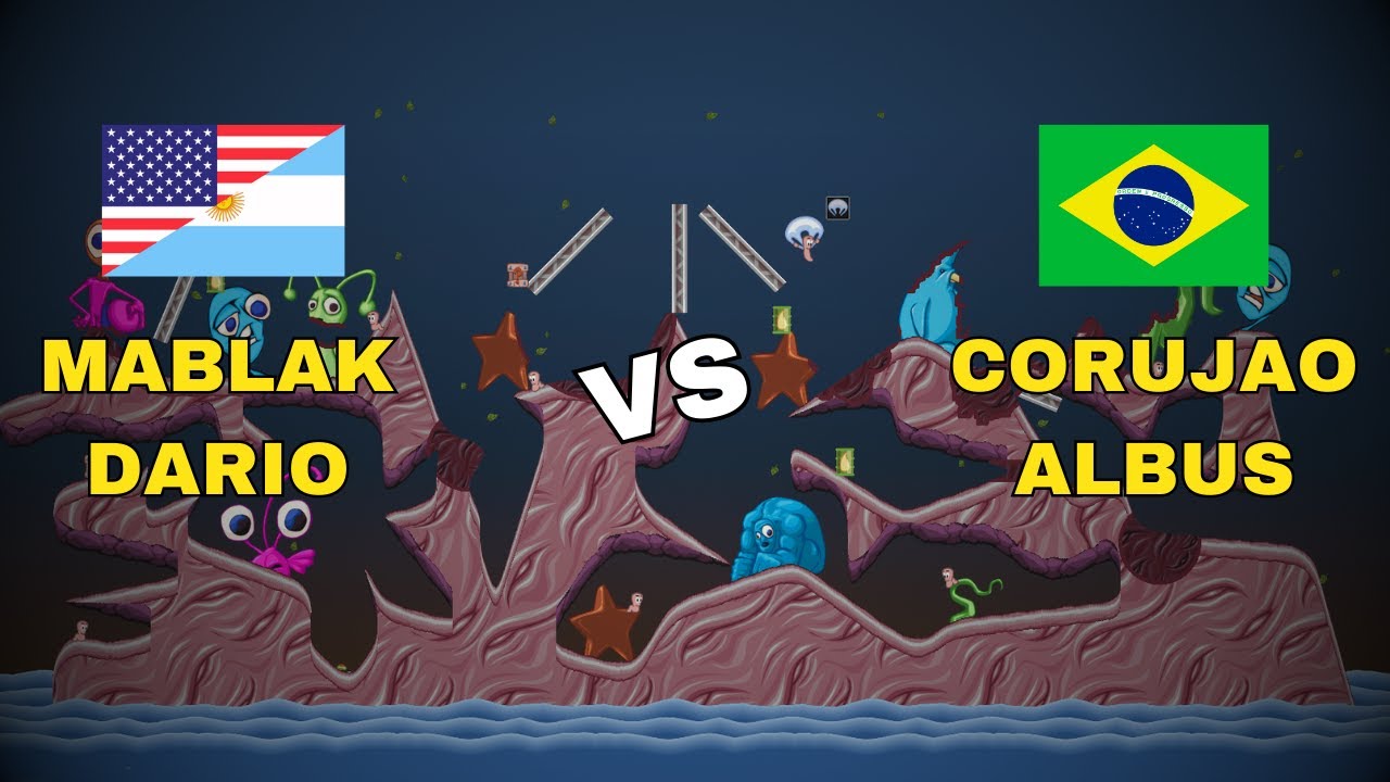 WORMS ARMAGEDDON - Corujao & Albus VS Dario & Mablak 【Cup T17 2vs2】