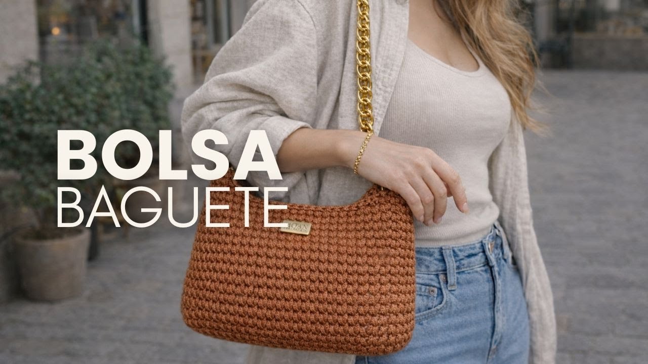 Bolsa Baguete em crochê / Tutorial Bolsa em fio de poliéster