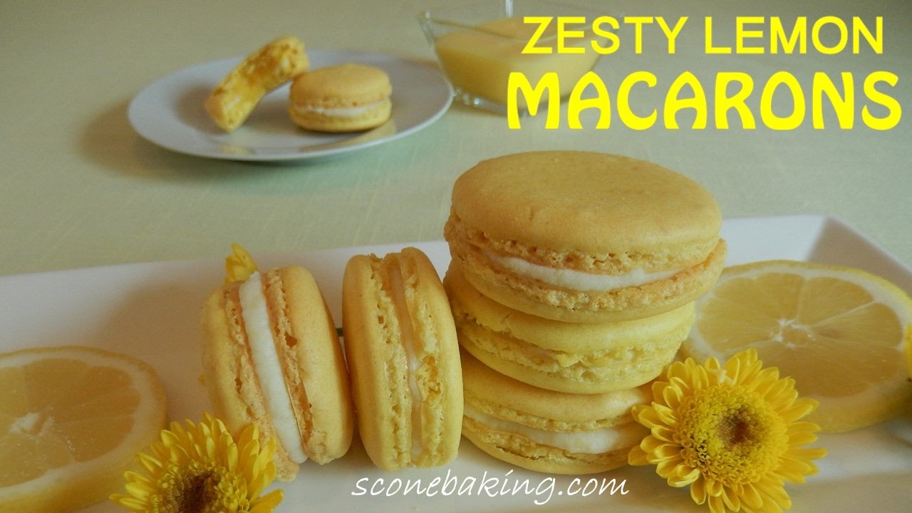Zesty Lemon Macarons video demonstration - sconebaking.com