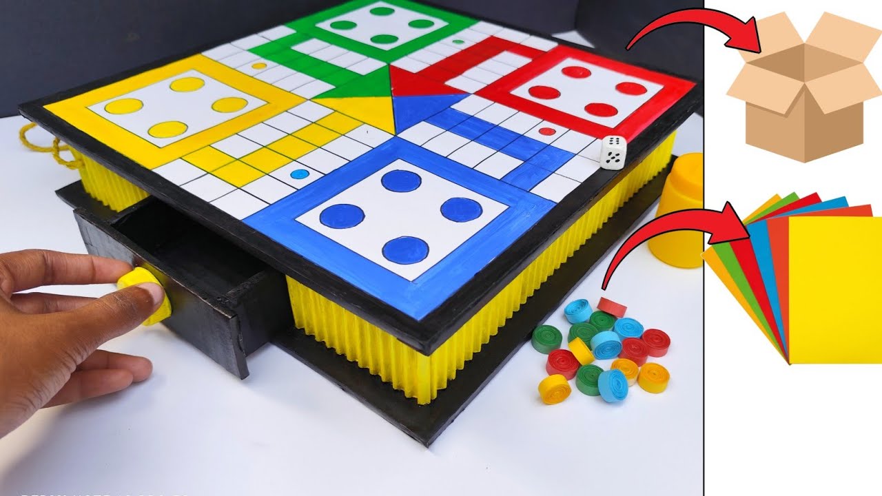 How To Make A Ludo Game At Home | How To Make Ludo Dice And Tokens | Ludo Game Kaise Banaen