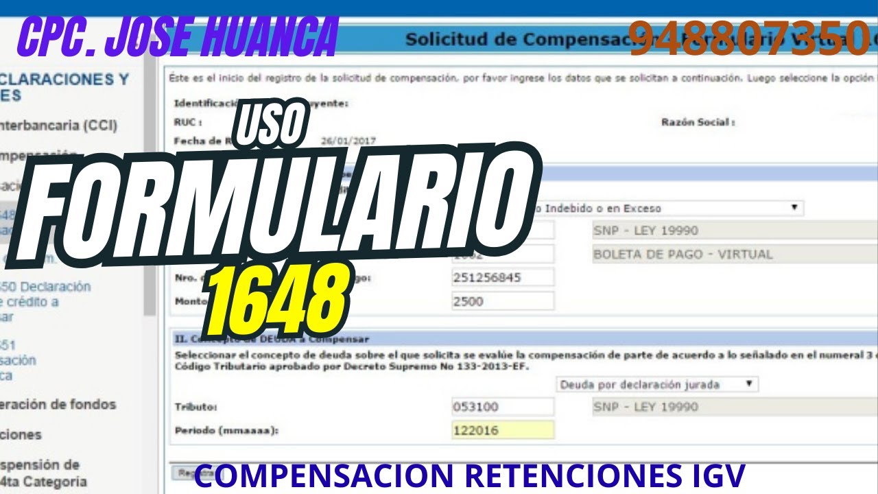 COMPENSACION RETENCIONES DEL IGV-FORMULARIO 1648