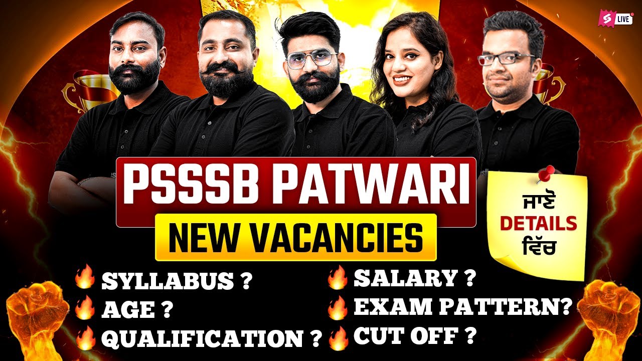Punjab Patwari Recruitment 2025 | PSSSB Patwari Syllabus, Age, Qualification, Salary