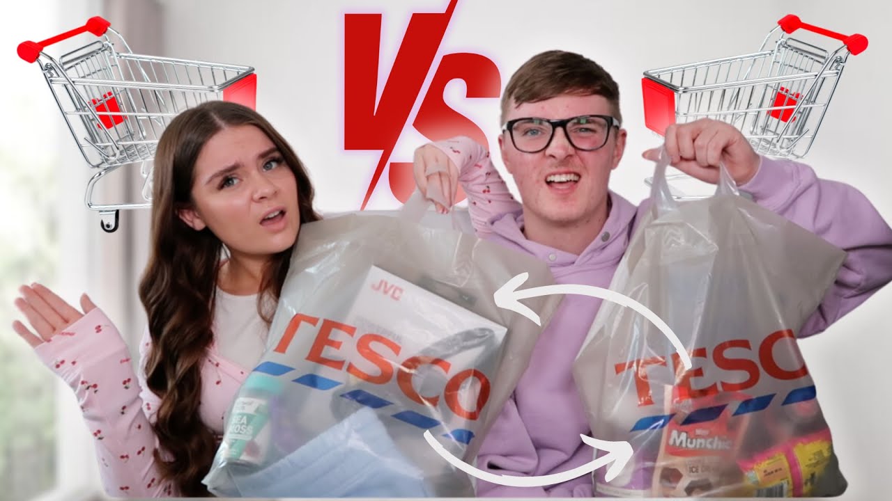 Boyfriend VS Girlfriend SuperMarket *SHOPPING CHALLENGE* + GIFT EXCHANGE!!