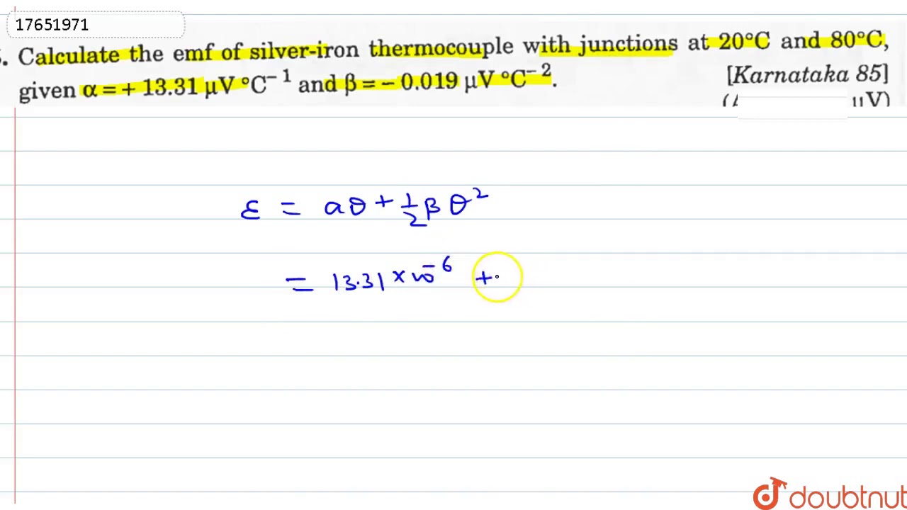 Calculate the emf of silver-iron thermocouple with junction at `10^(@)` C and `80^(@)C`
