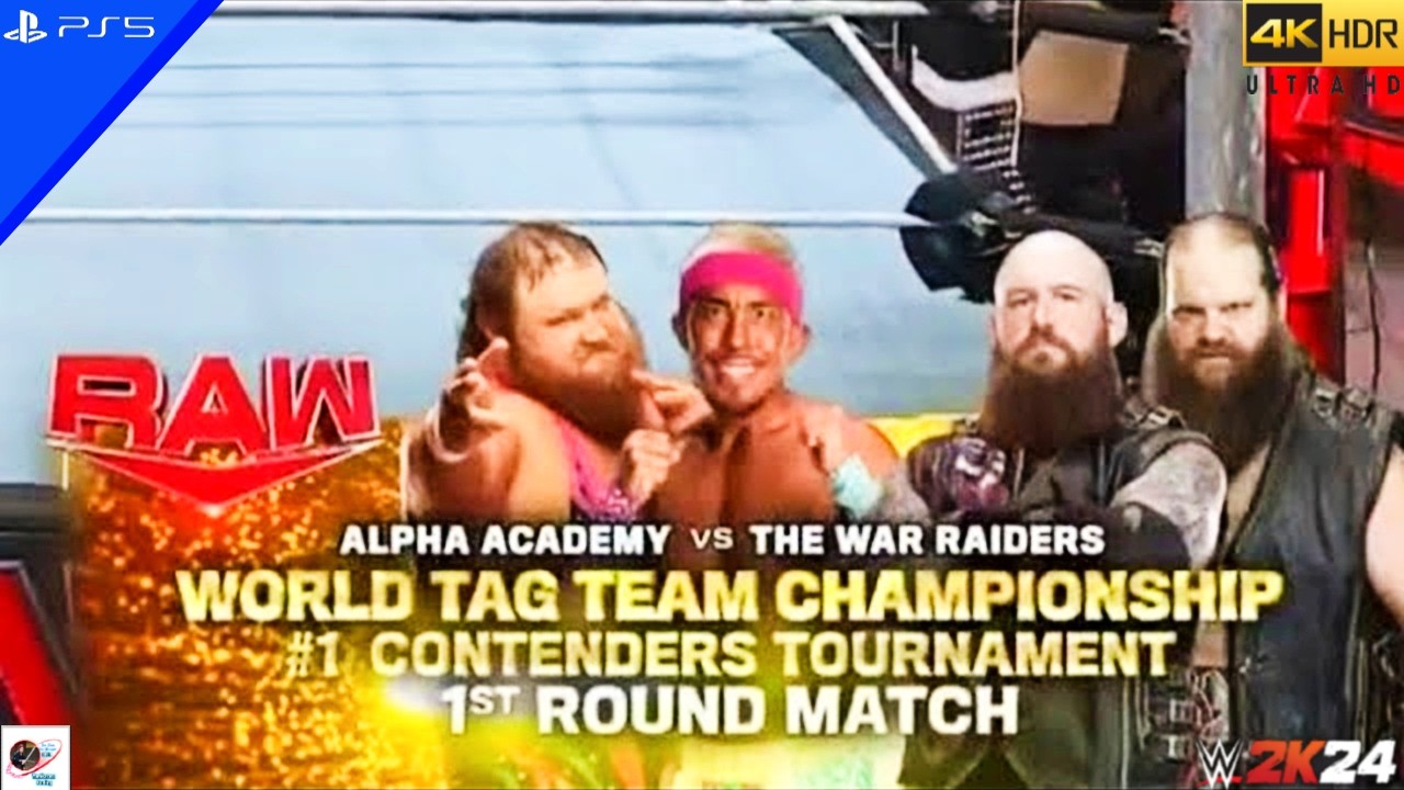 WWE 2K24 (PS5) - ALPHA ACADEMY vs. THE WAR RAIDERS | RAW, OCT. 14, 2024 [4K 60FPS]