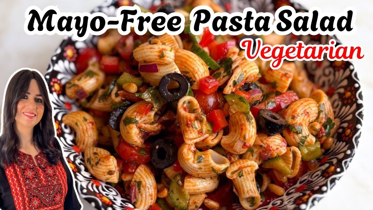 Mediterranean Pasta Salad -  Vegetarian & Mayo-Free