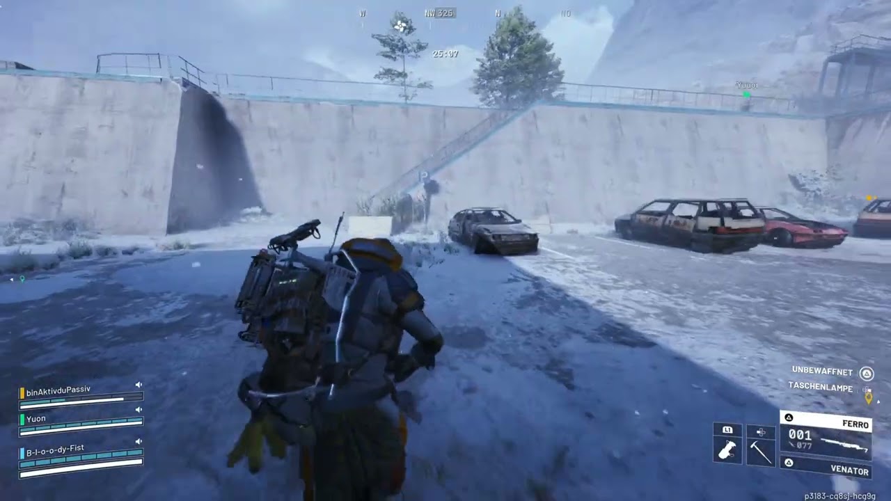 Arc Raider.Wir sind im dreier Team unterwegs.Was ist das für ein Kanonier?Sniper ist nichts dagegen.