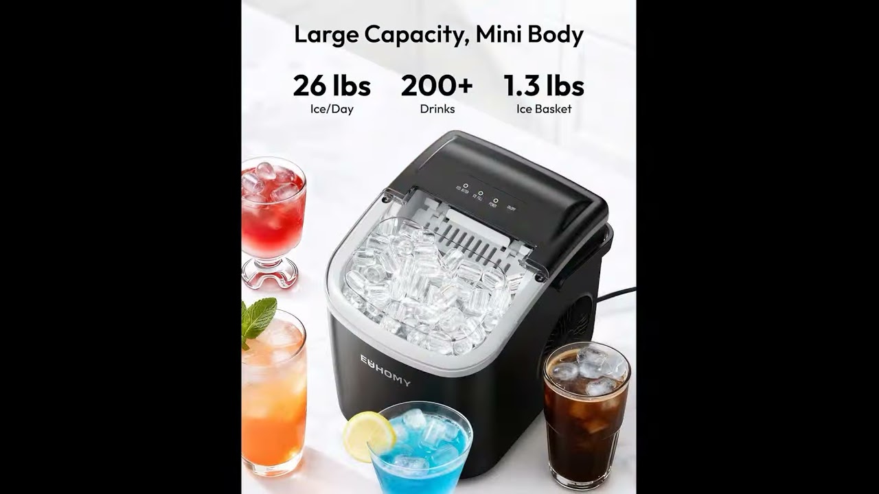 EUHOMY Countertop Ice Making Machine, Auto-Cleaning, for Home/Kitchen/Camping/RV.