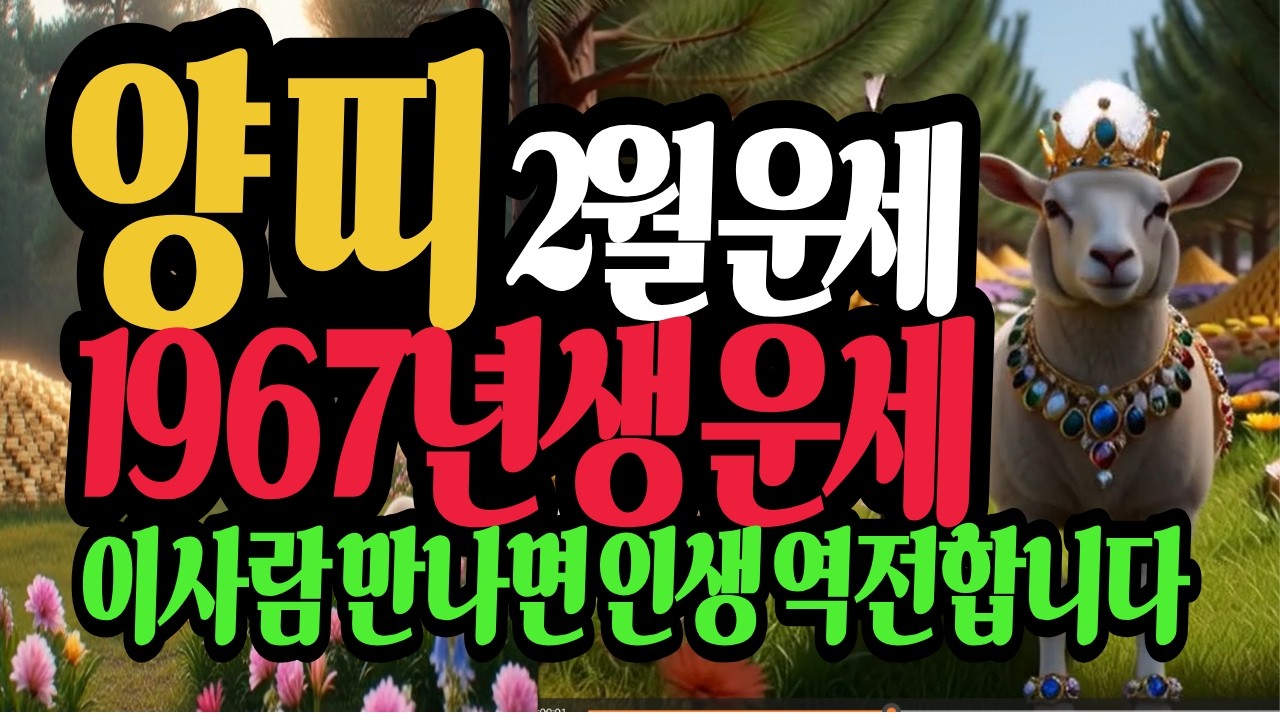 양띠, 1967년생, 2026년2월운세, 이사람 만나면 인생 역전 시작합니다 #재물운 #사주명리학강의 #유튜브 #결혼운 #양띠운세 #병오년 #1967년생2026년2월양띠운세
