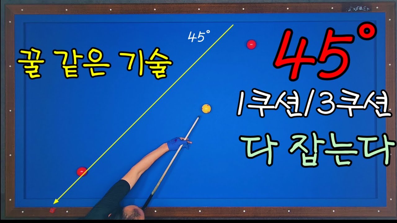 76)45&deg;로 1쿠션과 제각돌리기 3쿠션 다 잡는다