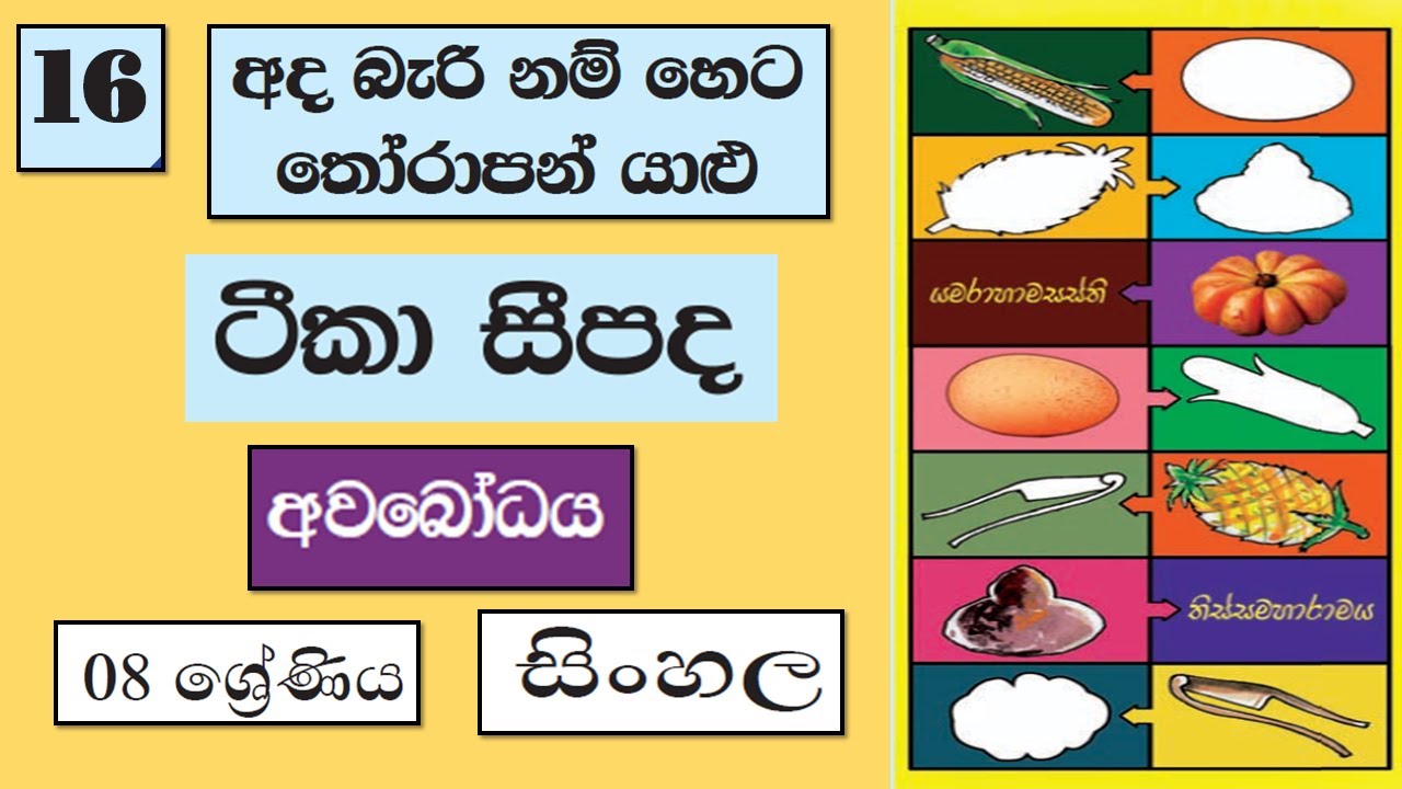 Grade 8 සිංහල | ටීකා සිපද  - අවබෝධය | Tika Sipada - Avabodhaya