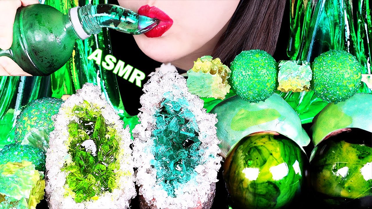 ASMR AURORA GALAXY DESSERTS,HONEY JELLY,GEODE CRYSTAL,오로라 갤럭시 디저트 먹방,꿀젤리,보석원석,EATING SOUNDS MUKBANG