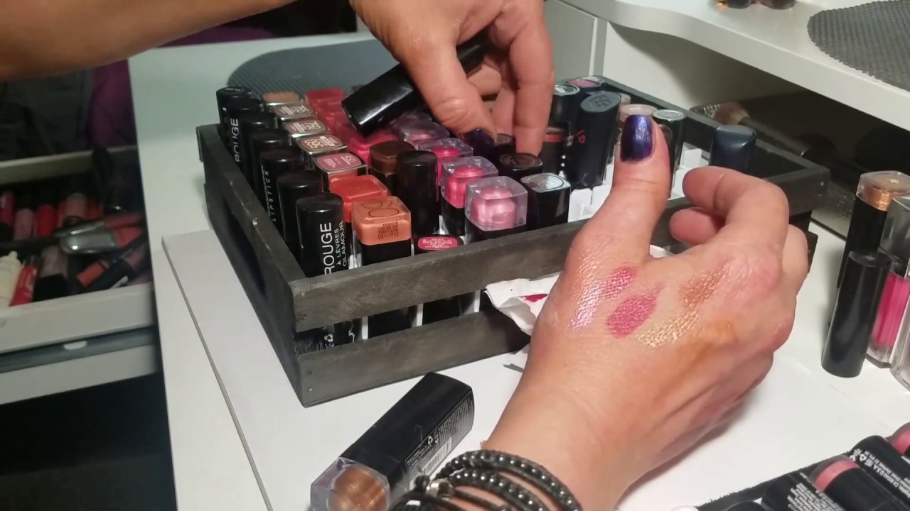 ASMR- Lipstick arranging and declutter with some swatching- soft spoken
